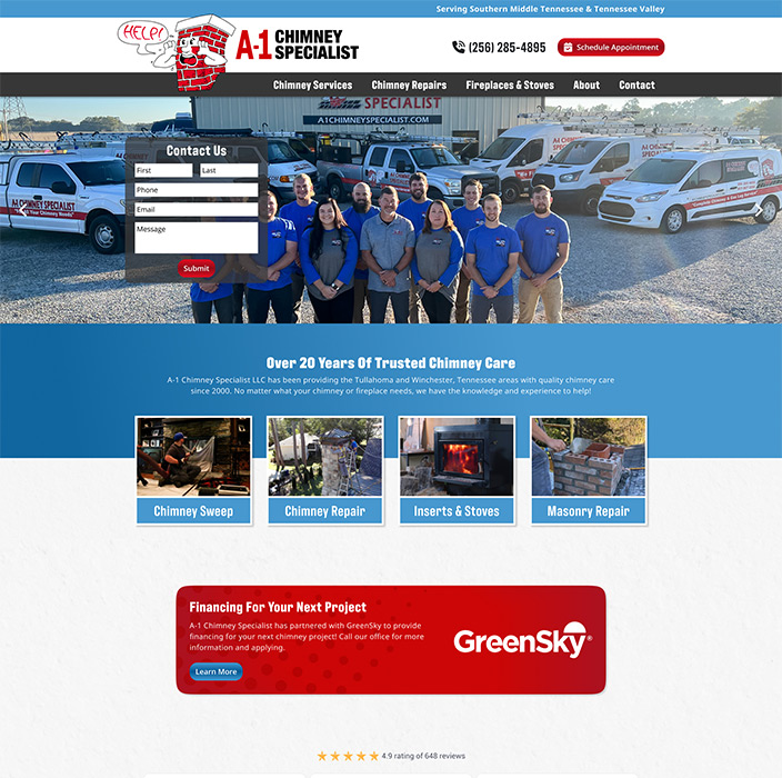 A1 Chimney Specialist homepage